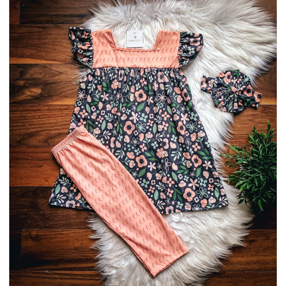 Wellington Designs Girls Happiness Blooms Capri Set, Sz 4T